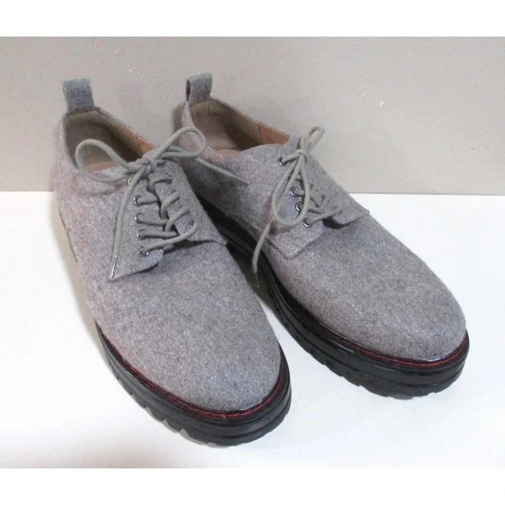Aerosoles Mens Grey Felted Wool Lug Sole Oxford Platform Lace Up Shoes Size 11